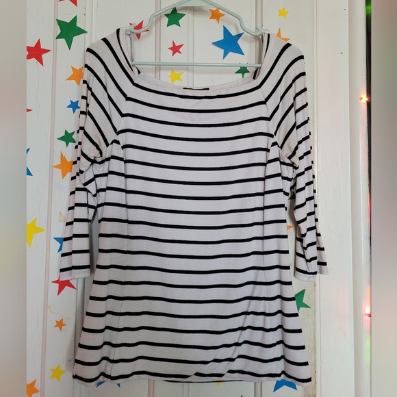 Black And White Striped Off Shoulder Top - Picture 1 of 1